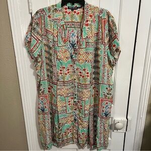 Tolani Collection Tunic Shirt Dress Floral Multi Color 2XP 2X Petite Modal Z